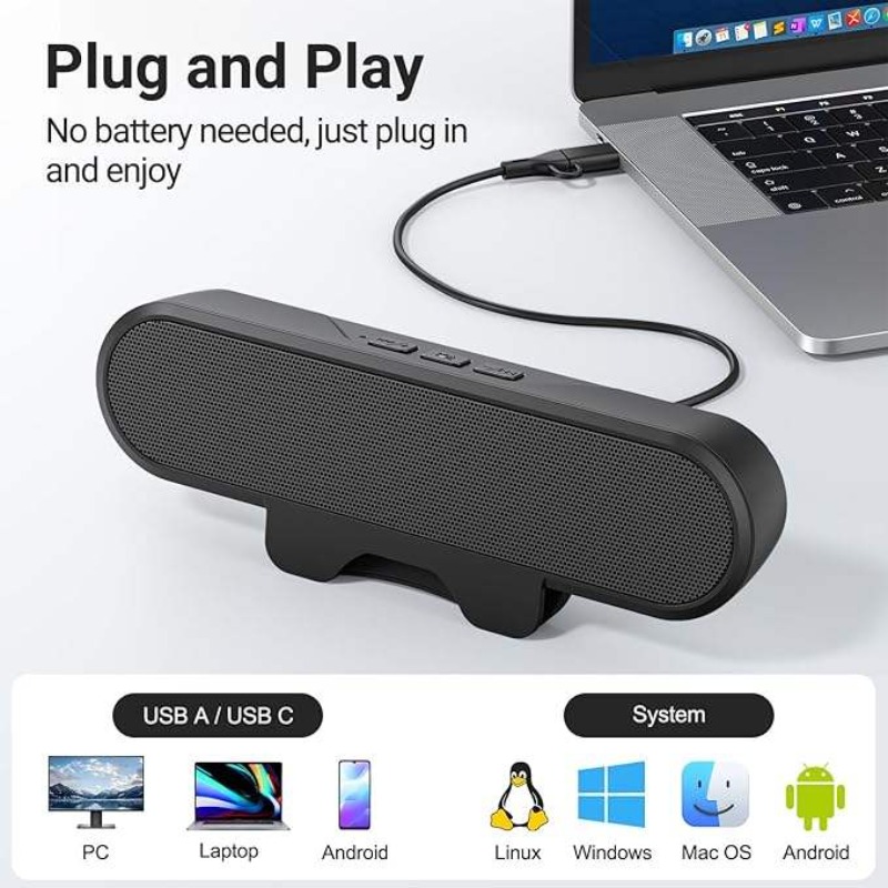 Portable Clip-on USB Soundbar  - Audio Music Free Online recension och pris