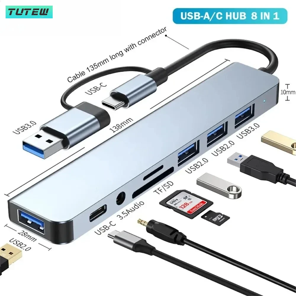 8 in 1 USB C Hub USB Splitter  - Audio Music Splitter recension och pris