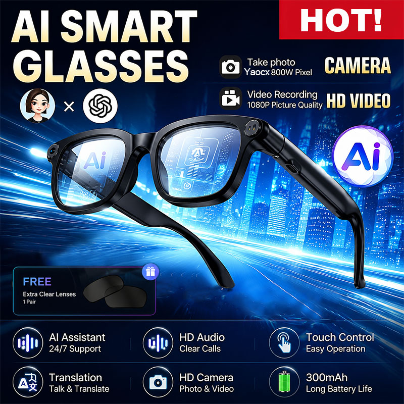 New AI Smart Glasses 800W HD C - Audio Music To Video Ai Free recension och pris