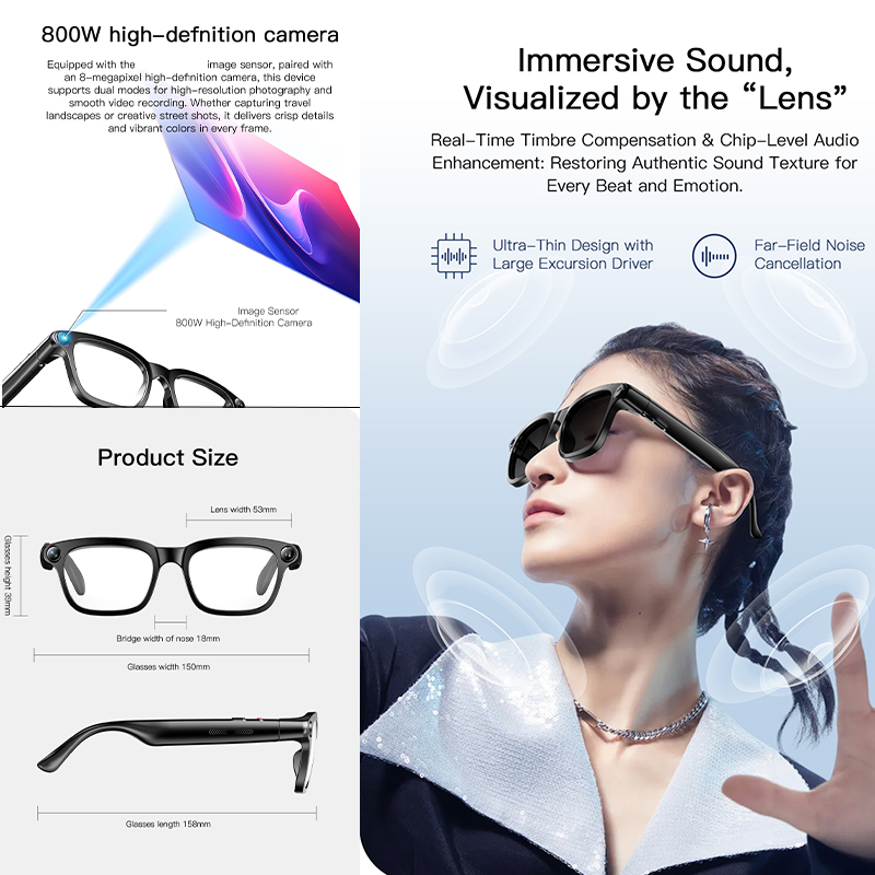 New AI Smart Glasses 800W HD C - Audio Music To Video Ai Free recension och pris
