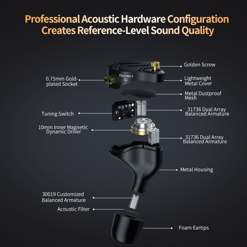 KZ ZS12 PRO X Metal Earphones  - Audio Music Technology recension och pris