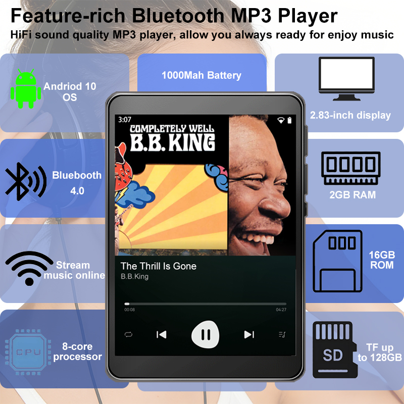 WiFi MP3 Player Andriod 10 Spo - Audio Music Download Free Mp3 recension och pris